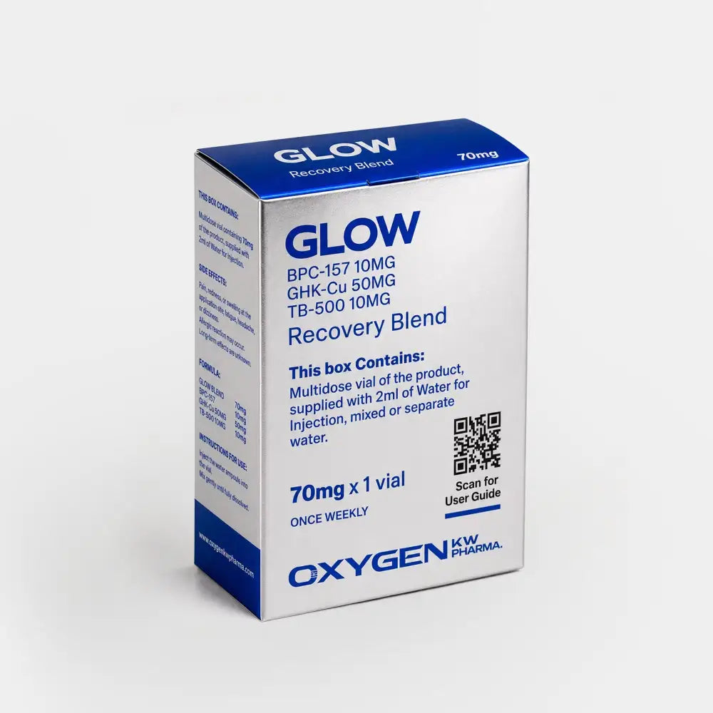 GLOW Blend (BPC-157 · TB-500 · GHK-Cu) — frasco para pesquisa