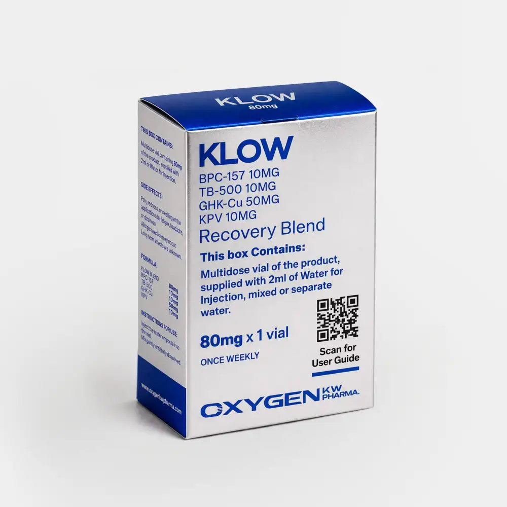 KLOW Blend (GHK-Cu · TB-500 · BPC-157 · KPV) — frasco para pesquisa